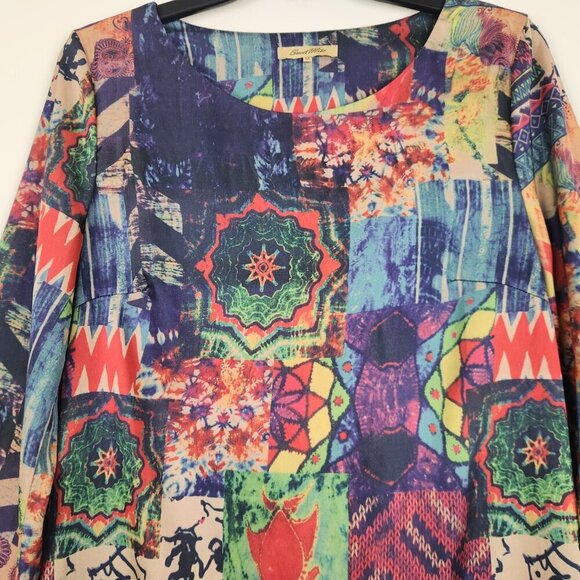 Sweet Miss Size M 3/4 Sleeve Lightweight Artsy Multicolor Dress - Picture 3 of 5